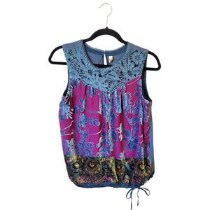 Tiny Anthropologie Women's Velvet Lace Tank Top Blouse Size S